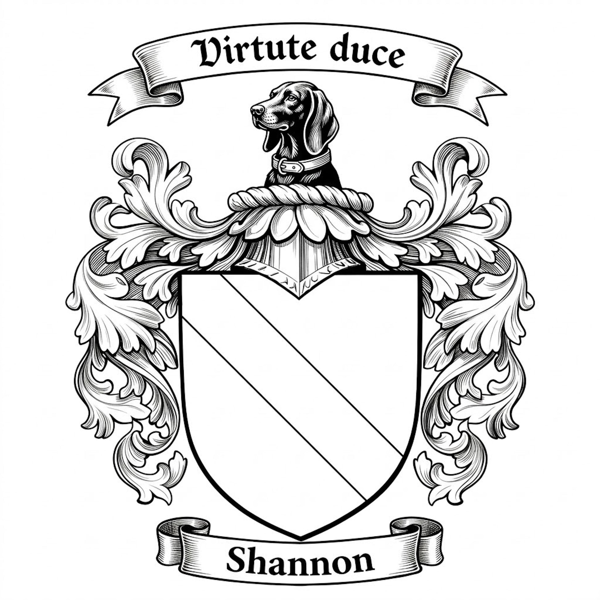 The Shannon Family Coat of Arms digital download: Includes Color PNG, B&W PNG, and SVG vector files