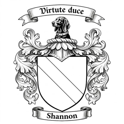 The Shannon Family Coat of Arms digital download: Includes Color PNG, B&W PNG, and SVG vector files