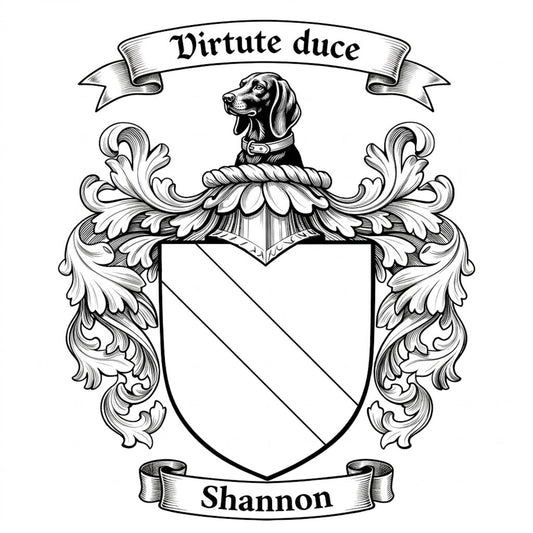 The Shannon Family Coat of Arms digital download: Includes Color PNG, B&W PNG, and SVG vector files