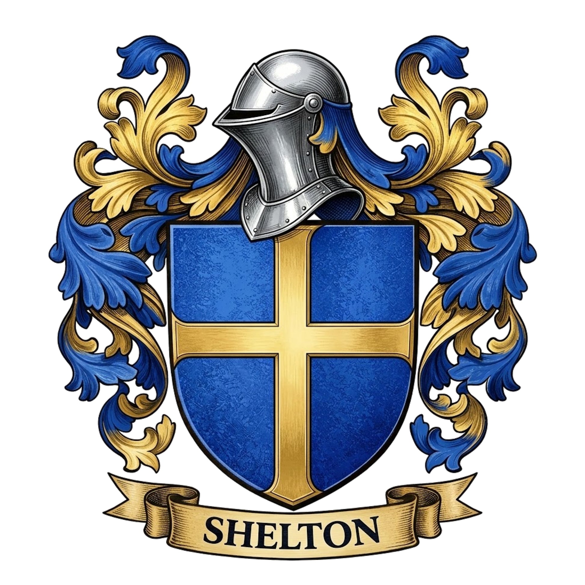 The Shelton Family Coat of Arms digital download: Includes Color PNG, B&W PNG, and SVG vector files