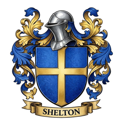 The Shelton Family Coat of Arms digital download: Includes Color PNG, B&W PNG, and SVG vector files