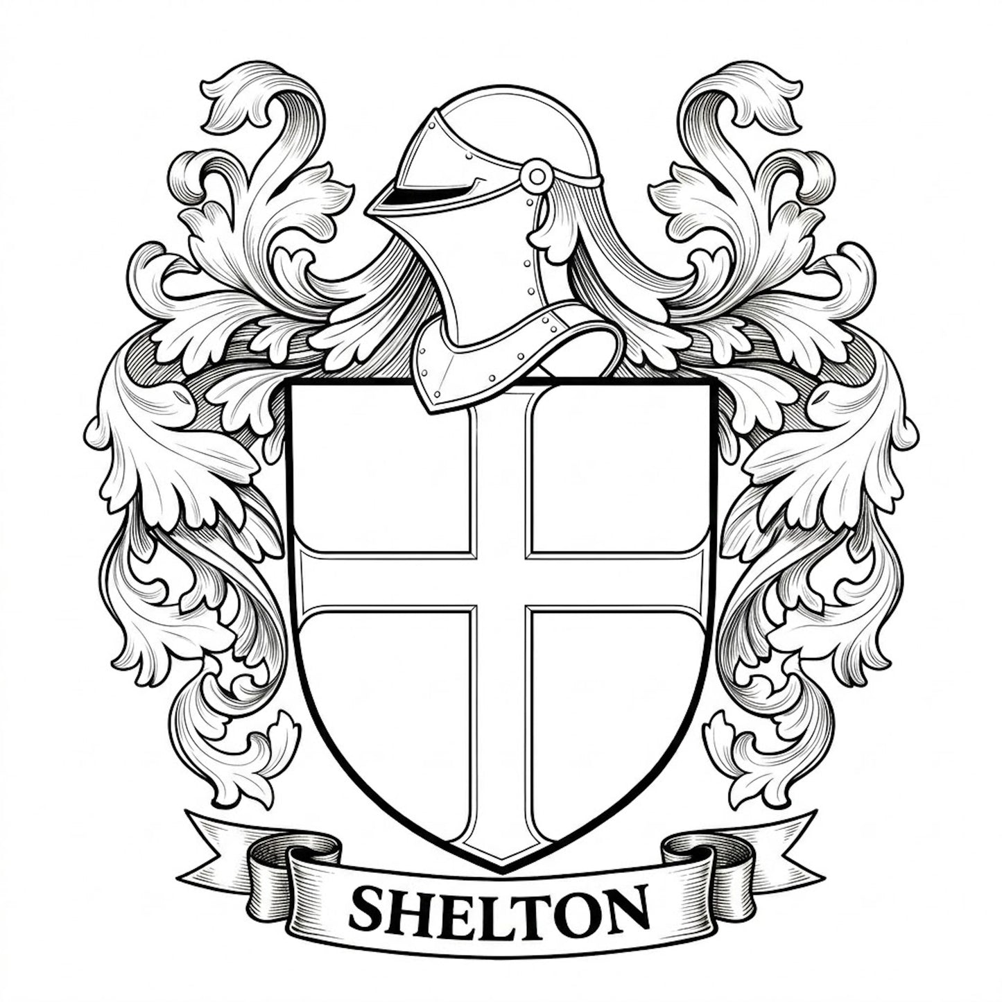 The Shelton Family Coat of Arms digital download: Includes Color PNG, B&W PNG, and SVG vector files
