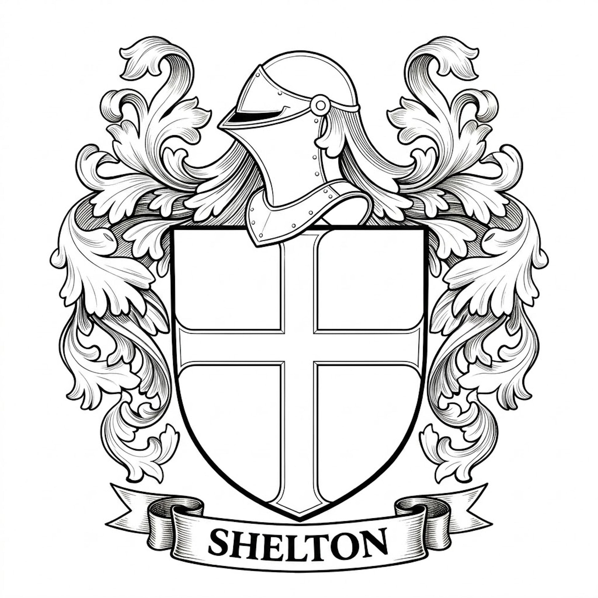 The Shelton Family Coat of Arms digital download: Includes Color PNG, B&W PNG, and SVG vector files