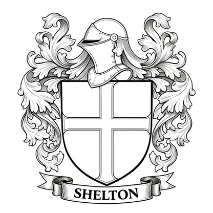 The Shelton Family Coat of Arms digital download: Includes Color PNG, B&W PNG, and SVG vector files