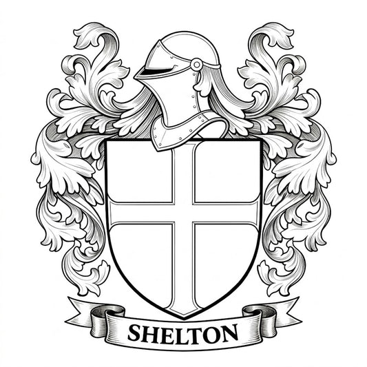 The Shelton Family Coat of Arms digital download: Includes Color PNG, B&W PNG, and SVG vector files