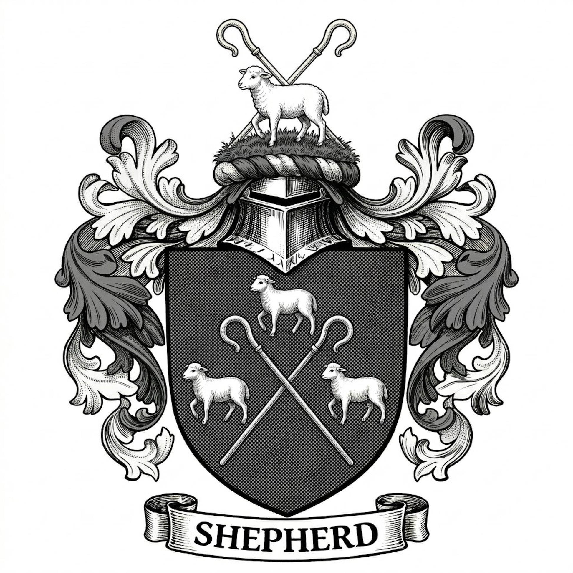 The Shepherd Family Coat of Arms digital download: Includes Color PNG, B&W PNG, and SVG vector files
