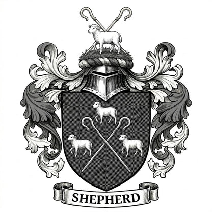 The Shepherd Family Coat of Arms digital download: Includes Color PNG, B&W PNG, and SVG vector files