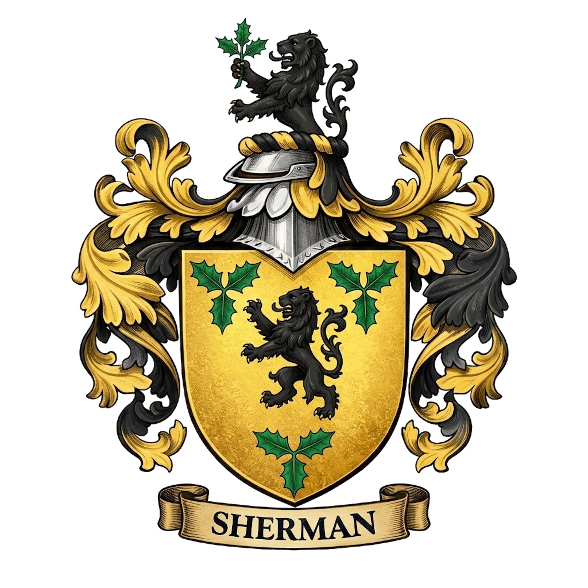 The Sherman Family Coat of Arms digital download: Includes Color PNG, B&W PNG, and SVG vector files