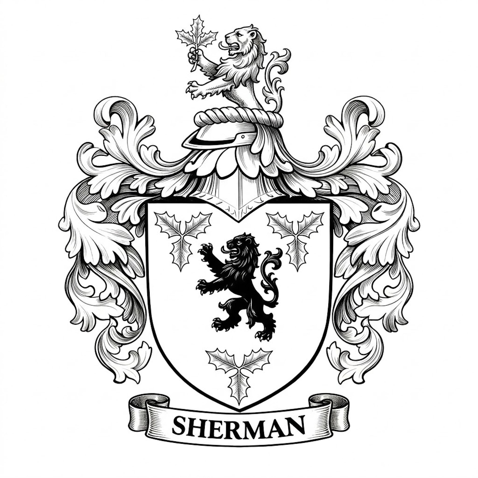 The Sherman Family Coat of Arms digital download: Includes Color PNG, B&W PNG, and SVG vector files