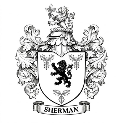 The Sherman Family Coat of Arms digital download: Includes Color PNG, B&W PNG, and SVG vector files