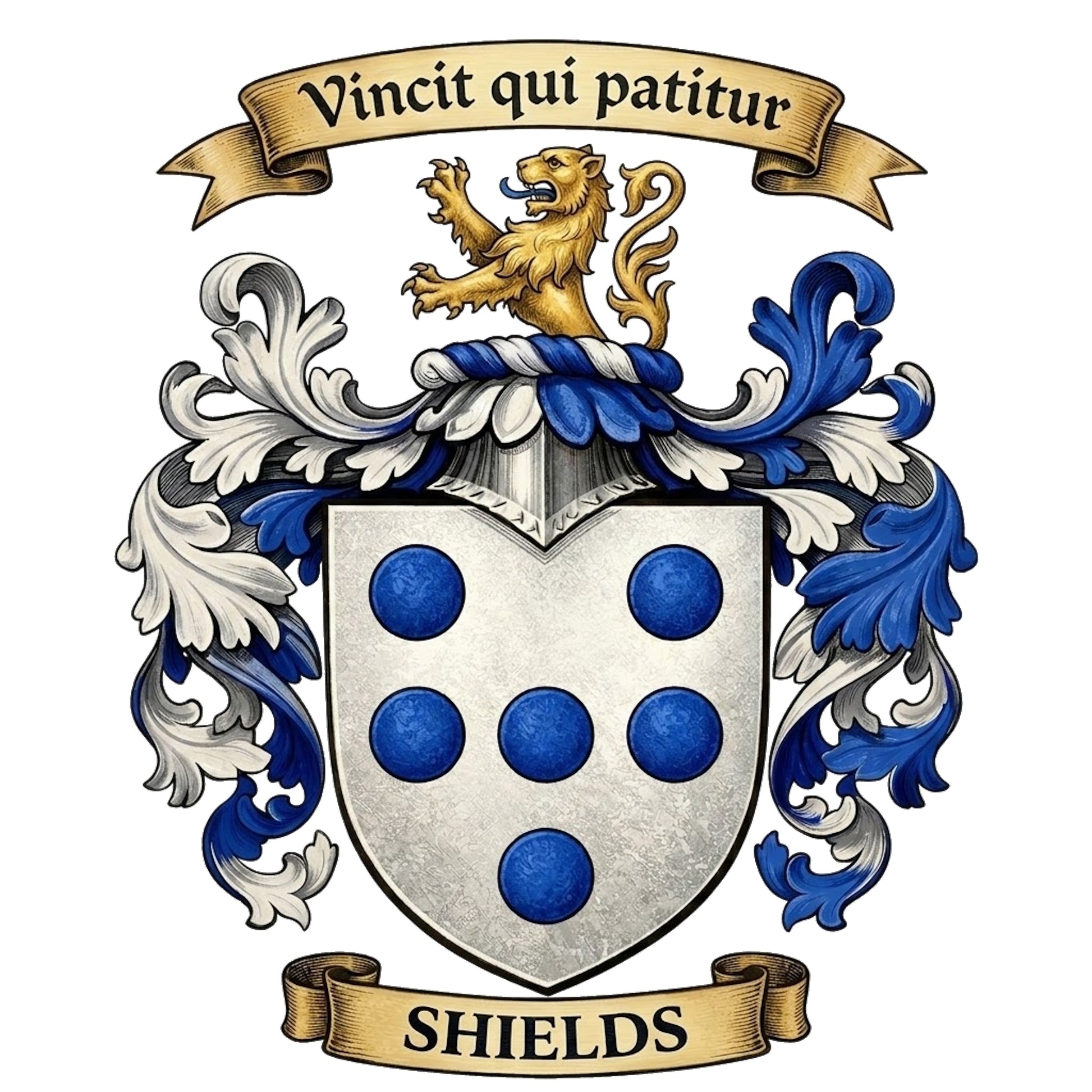 The Shields Family Coat of Arms digital download: Includes Color PNG, B&W PNG, and SVG vector files