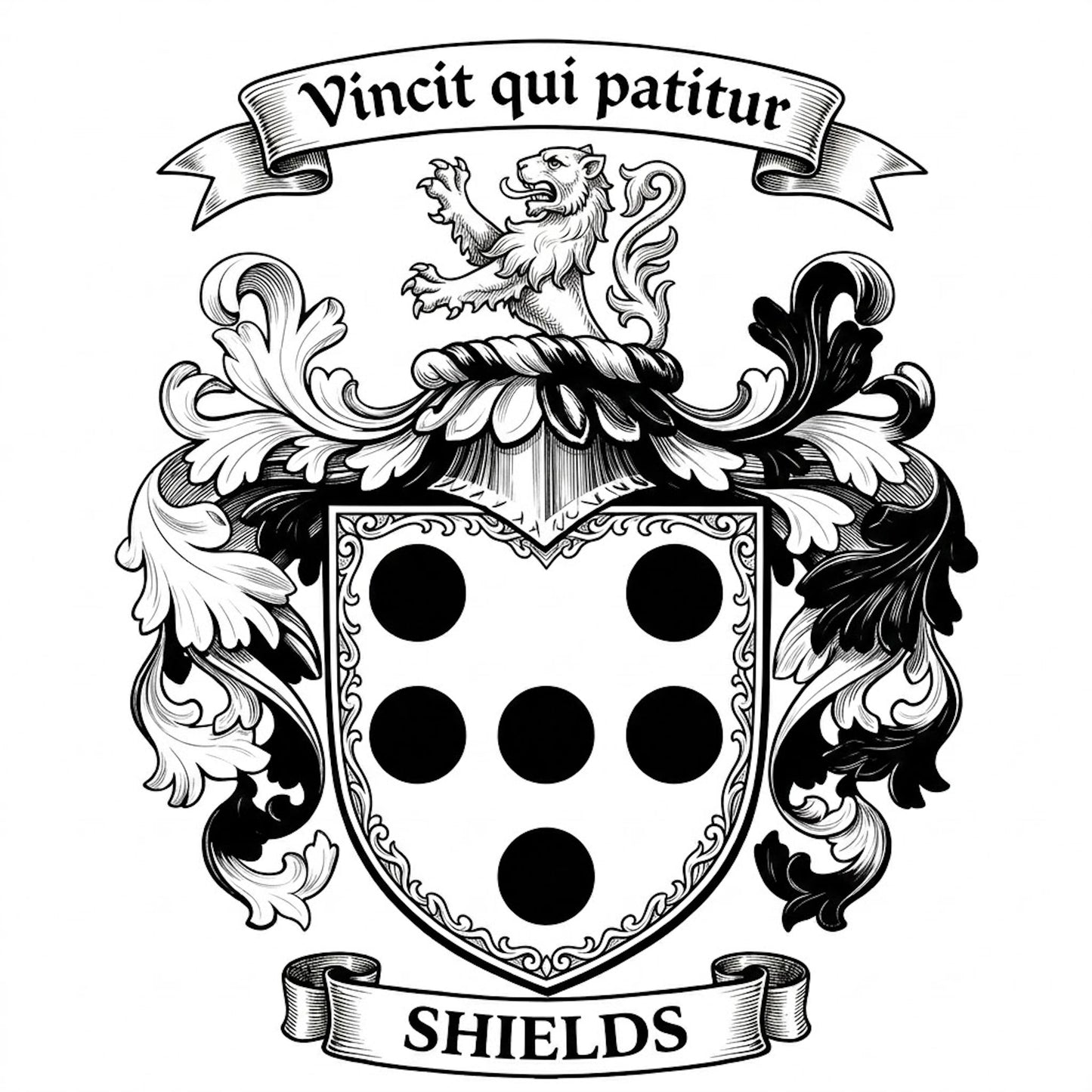 The Shields Family Coat of Arms digital download: Includes Color PNG, B&W PNG, and SVG vector files
