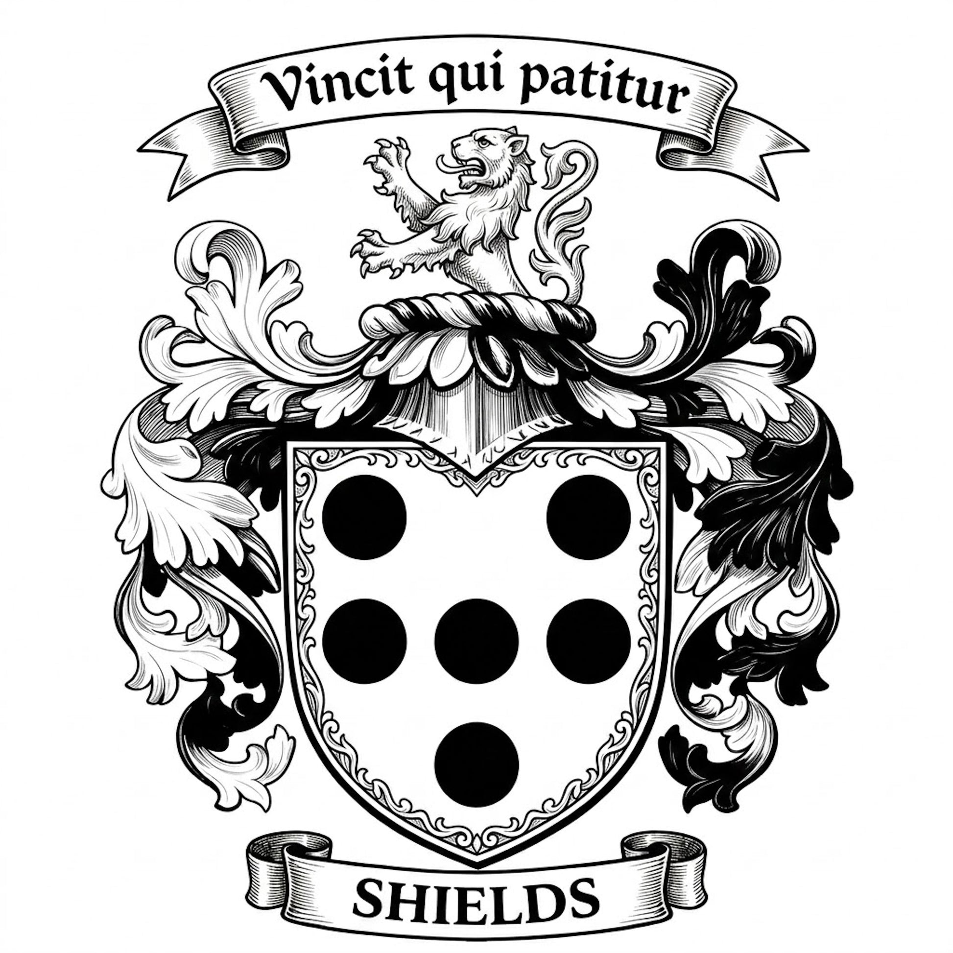 The Shields Family Coat of Arms digital download: Includes Color PNG, B&W PNG, and SVG vector files
