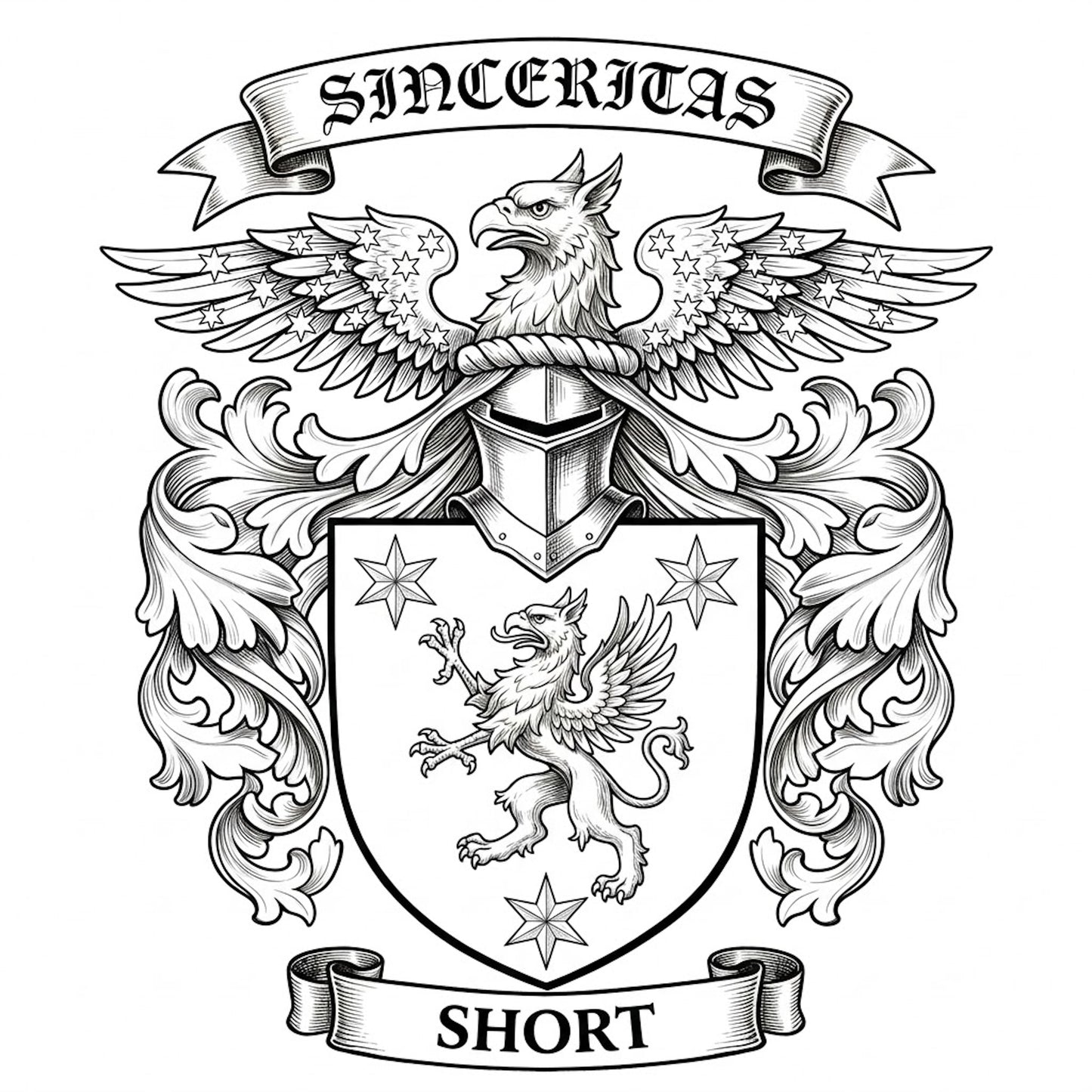 The Short Family Coat of Arms digital download: Includes Color PNG, B&W PNG, and SVG vector files