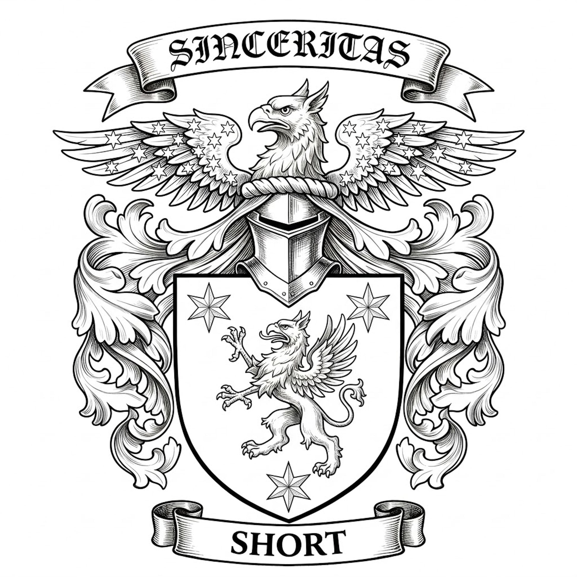 The Short Family Coat of Arms digital download: Includes Color PNG, B&W PNG, and SVG vector files
