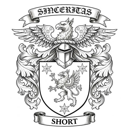 The Short Family Coat of Arms digital download: Includes Color PNG, B&W PNG, and SVG vector files