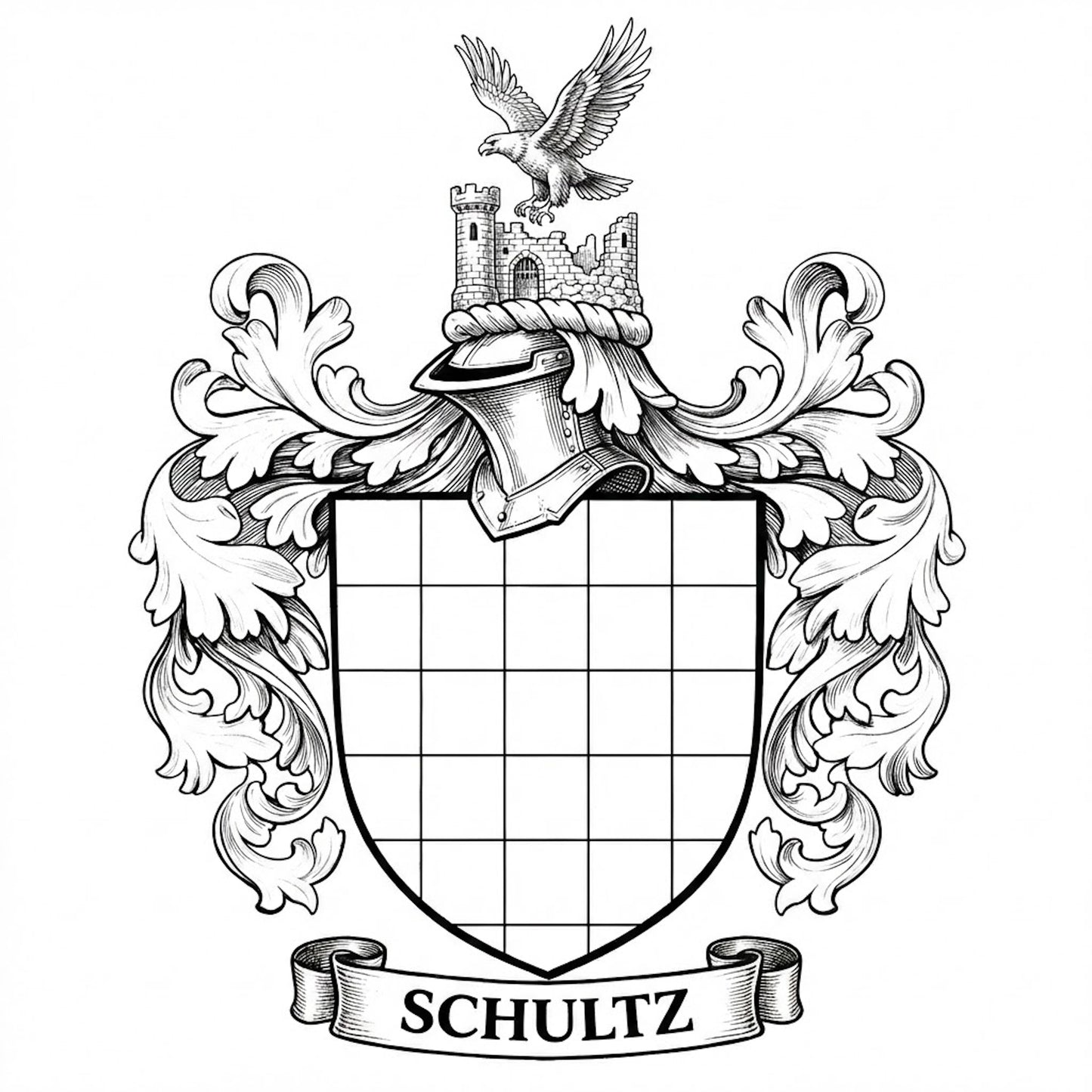 The Schultz Family Coat of Arms digital download: Includes Color PNG, B&W PNG, and SVG vector files
