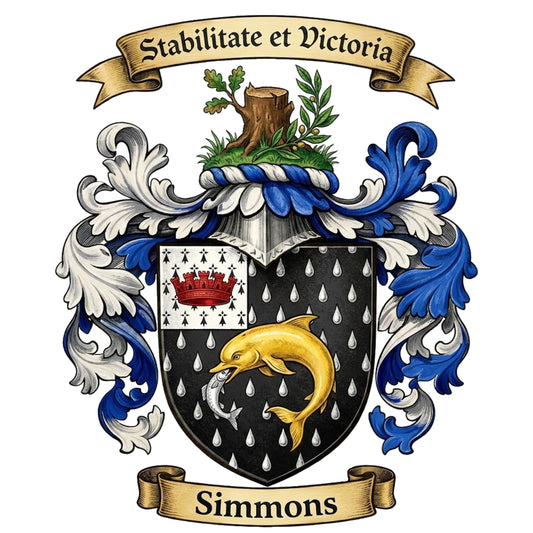 The Simmons Family Coat of Arms digital download: Includes Color PNG, B&W PNG, and SVG vector files