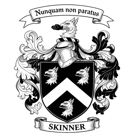 The Skinner Family Coat of Arms digital download: Includes Color PNG, B&W PNG, and SVG vector files
