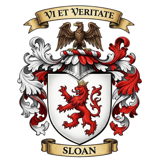 The Sloan Family Coat of Arms digital download: Includes Color PNG, B&W PNG, and SVG vector files