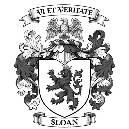 The Sloan Family Coat of Arms digital download: Includes Color PNG, B&W PNG, and SVG vector files