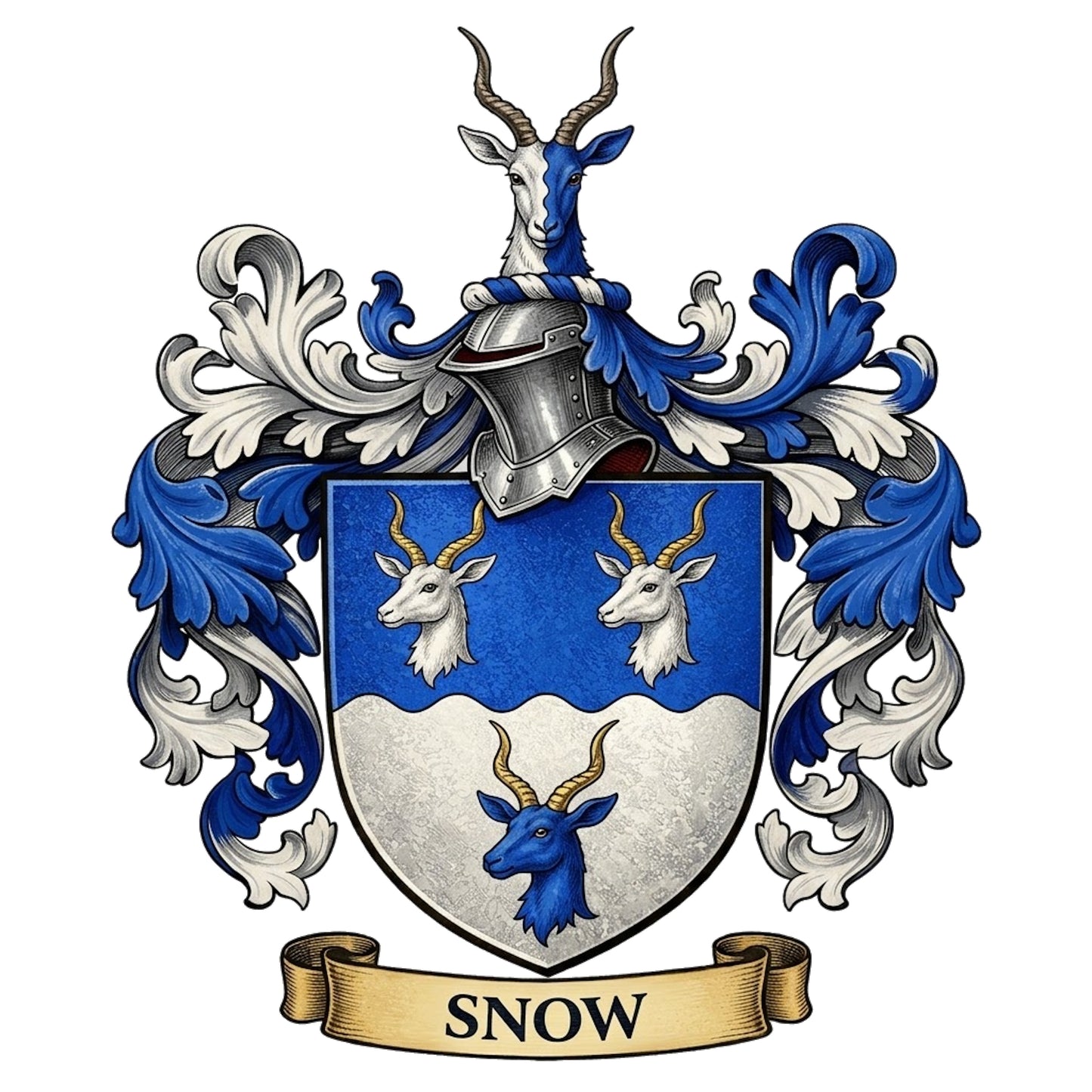 The Snow Family Coat of Arms digital download: Includes Color PNG, B&W PNG, and SVG vector files