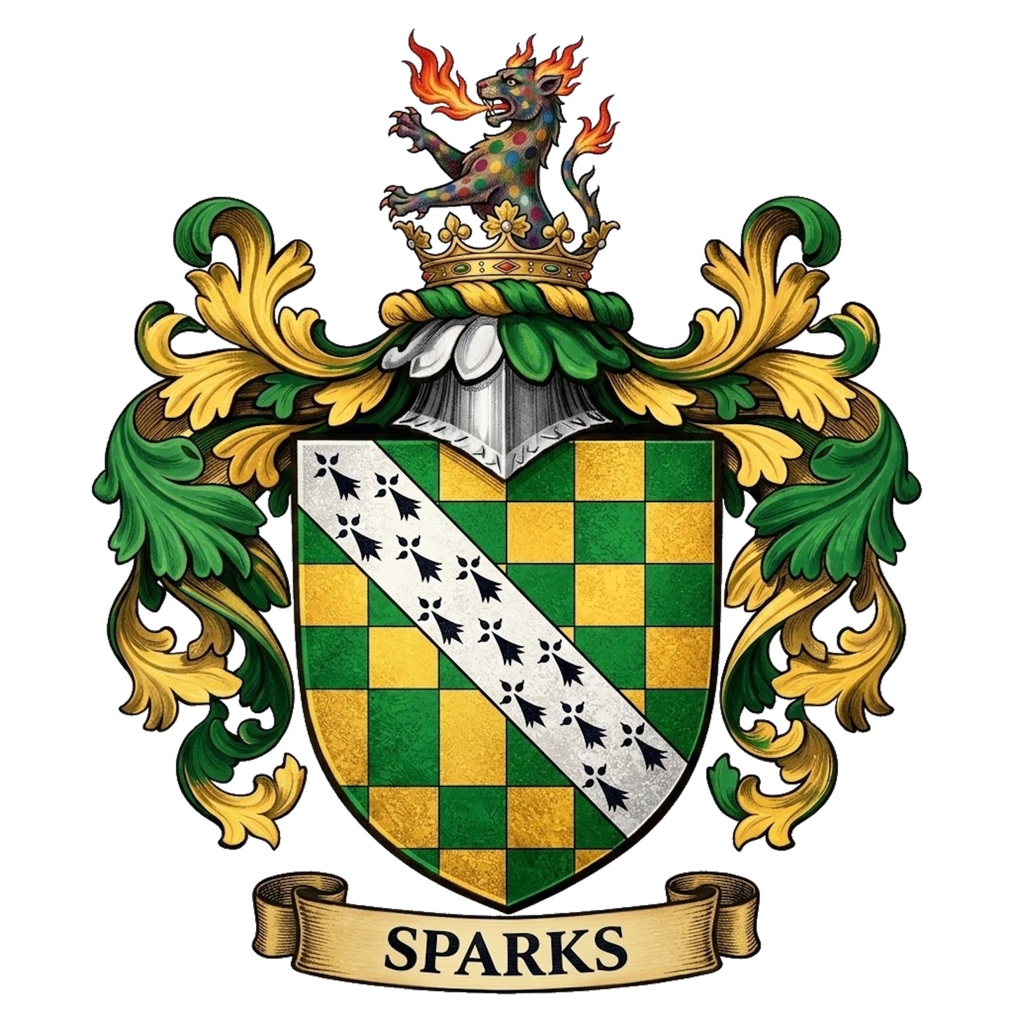 The Sparks Family Coat of Arms digital download: Includes Color PNG, B&W PNG, and SVG vector files