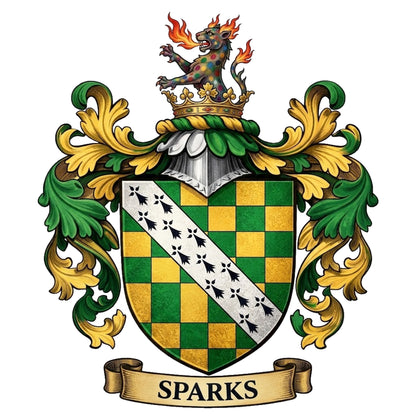 The Sparks Family Coat of Arms digital download: Includes Color PNG, B&W PNG, and SVG vector files