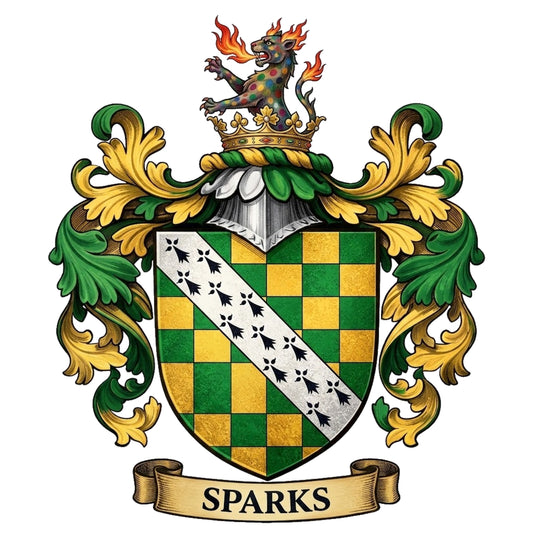 The Sparks Family Coat of Arms digital download: Includes Color PNG, B&W PNG, and SVG vector files