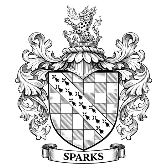 The Sparks Family Coat of Arms digital download: Includes Color PNG, B&W PNG, and SVG vector files