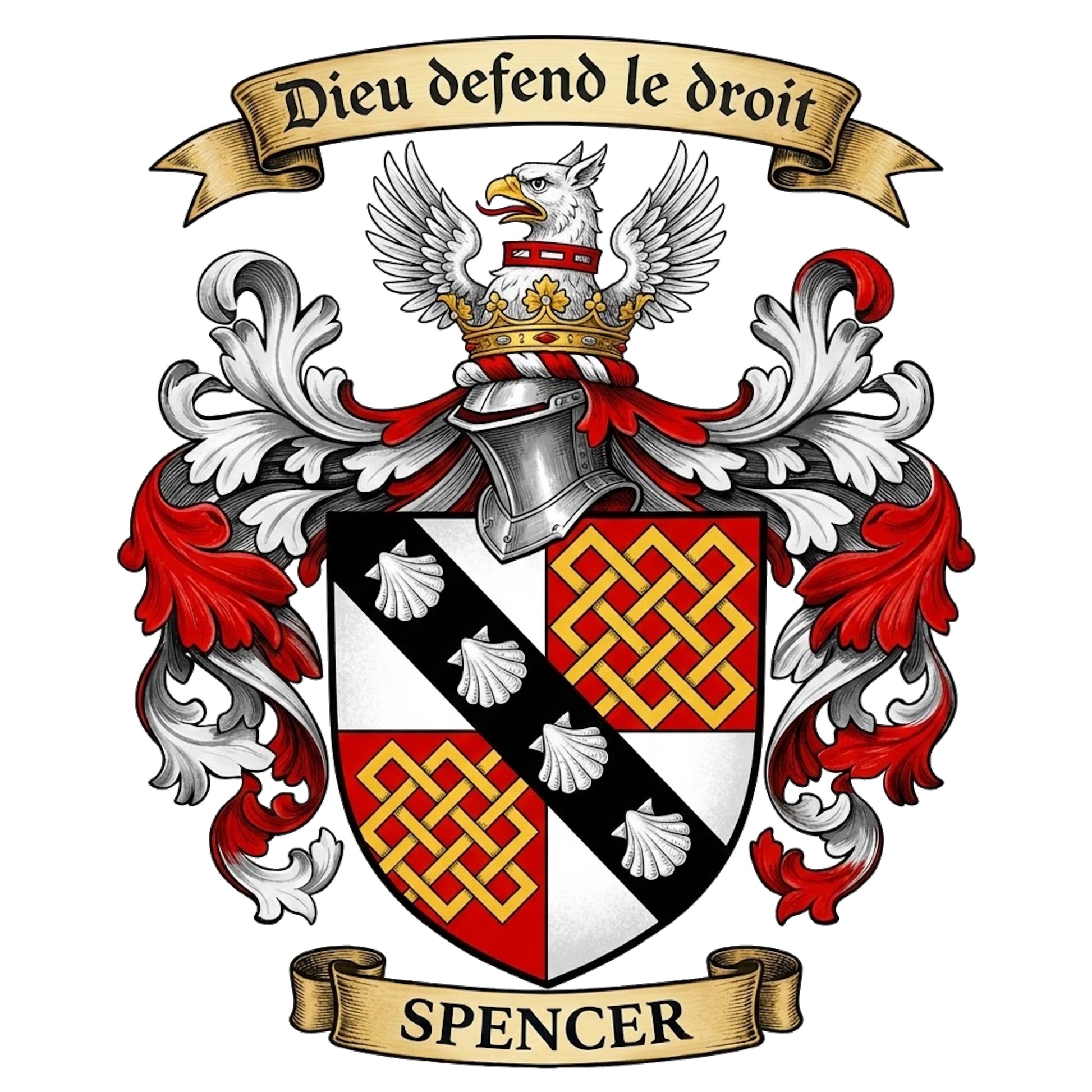 The Spencer Family Coat of Arms digital download: Includes Color PNG, B&W PNG, and SVG vector files