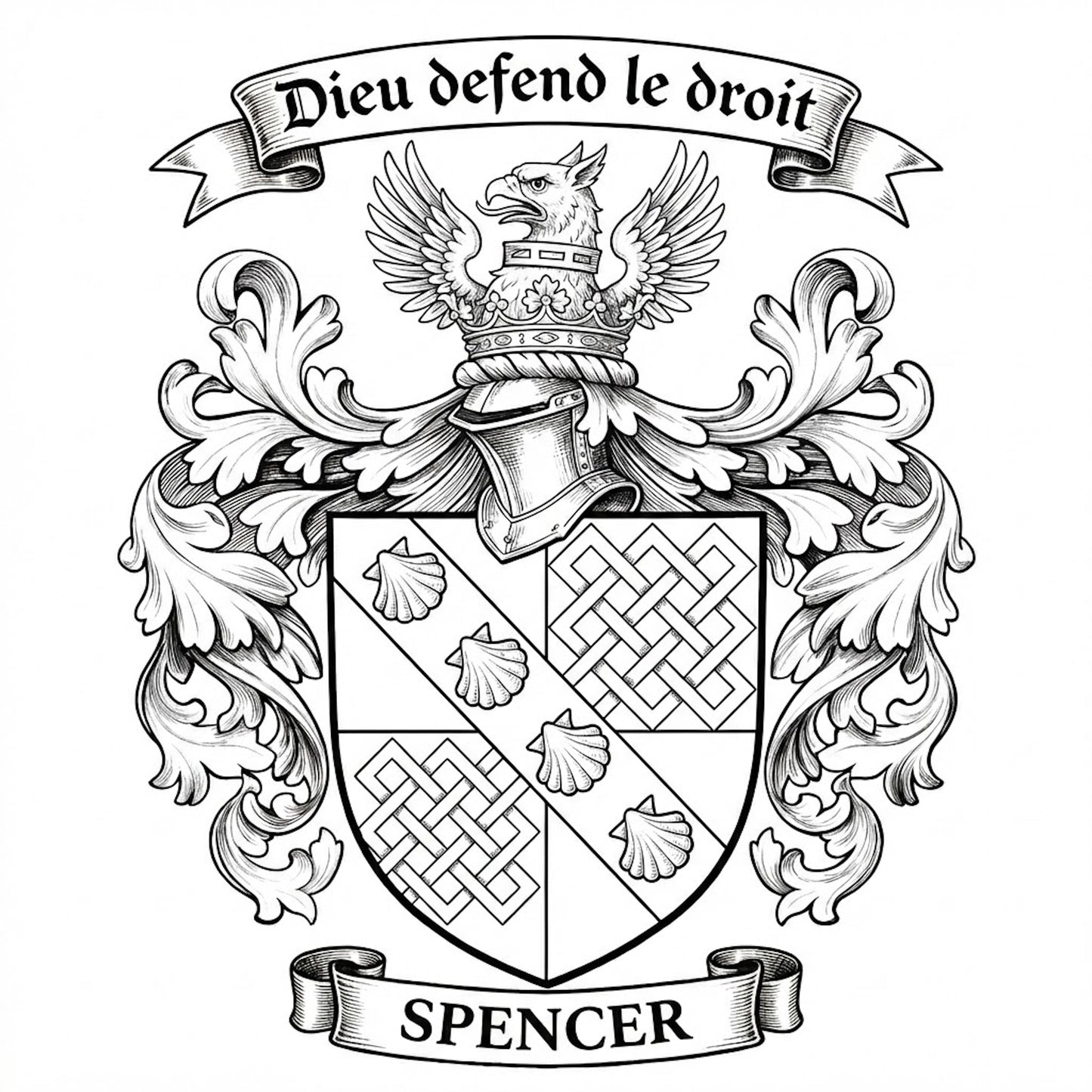 The Spencer Family Coat of Arms digital download: Includes Color PNG, B&W PNG, and SVG vector files