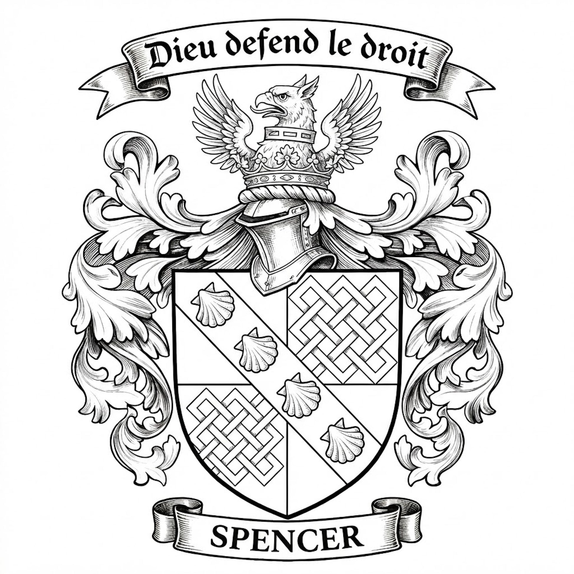 The Spencer Family Coat of Arms digital download: Includes Color PNG, B&W PNG, and SVG vector files