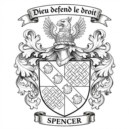 The Spencer Family Coat of Arms digital download: Includes Color PNG, B&W PNG, and SVG vector files