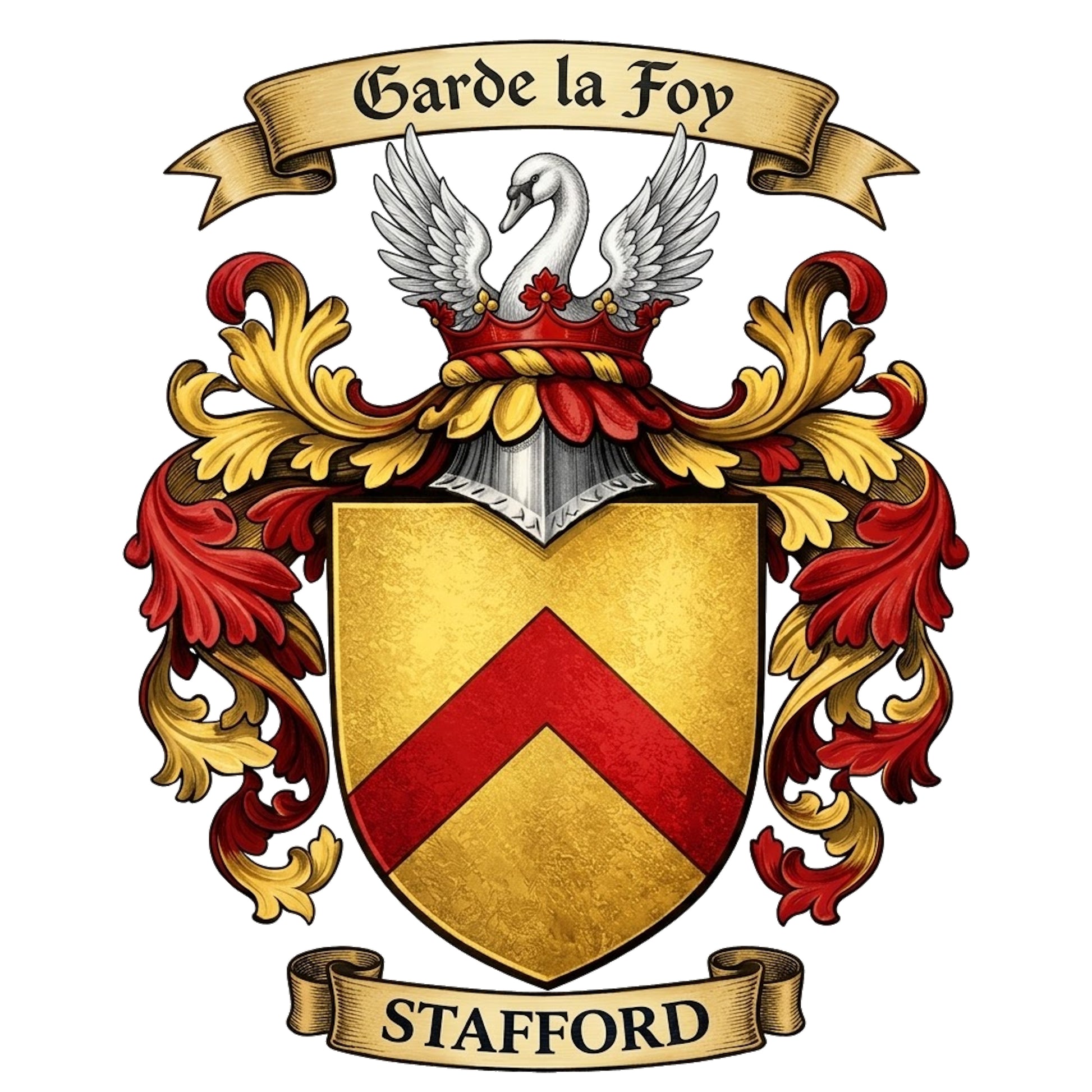 The Stafford Family Coat of Arms digital download: Includes Color PNG, B&W PNG, and SVG vector files