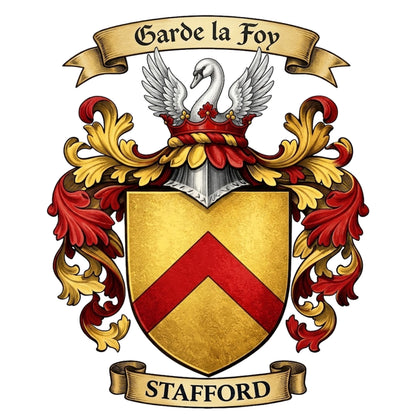 The Stafford Family Coat of Arms digital download: Includes Color PNG, B&W PNG, and SVG vector files