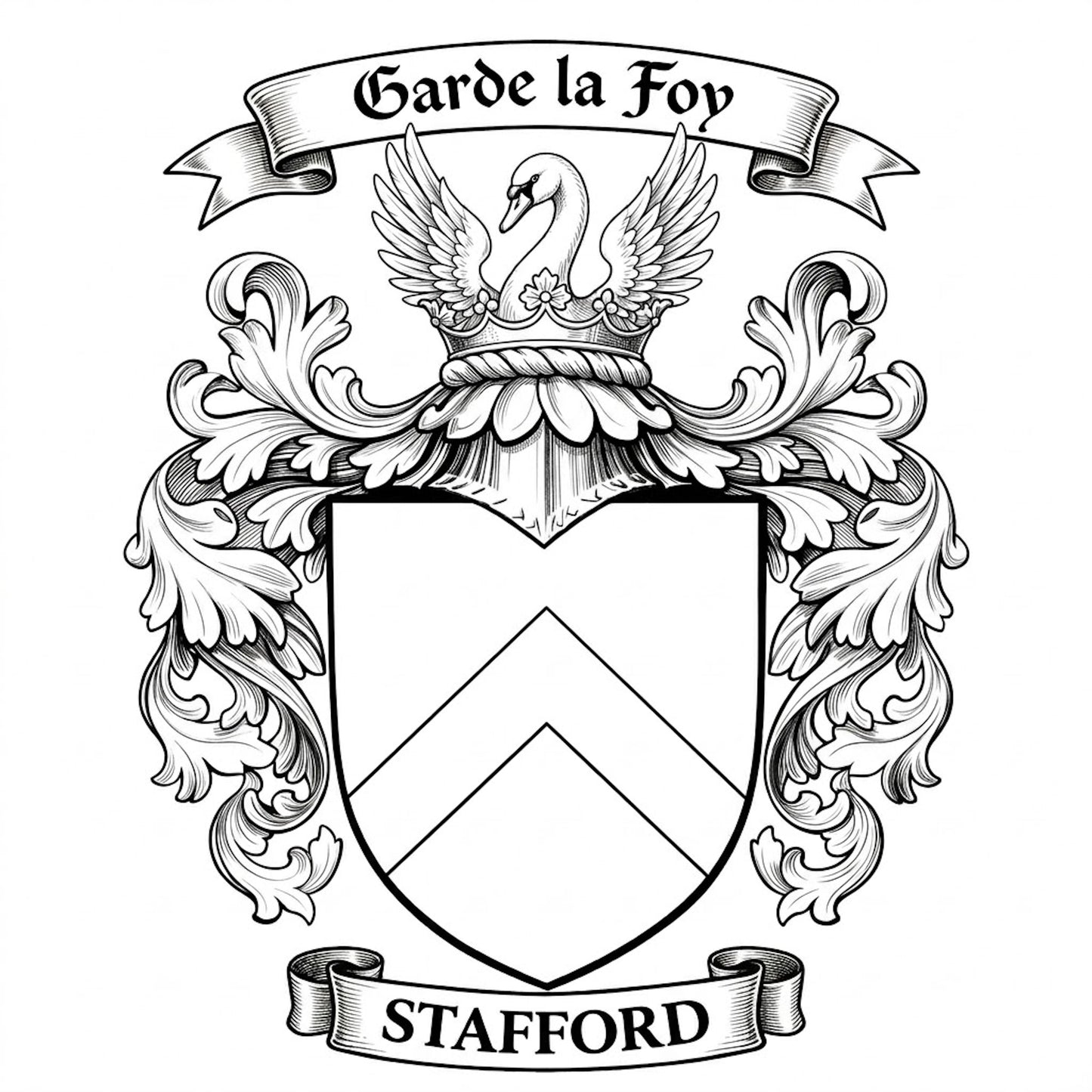 The Stafford Family Coat of Arms digital download: Includes Color PNG, B&W PNG, and SVG vector files