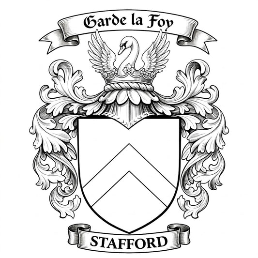 The Stafford Family Coat of Arms digital download: Includes Color PNG, B&W PNG, and SVG vector files