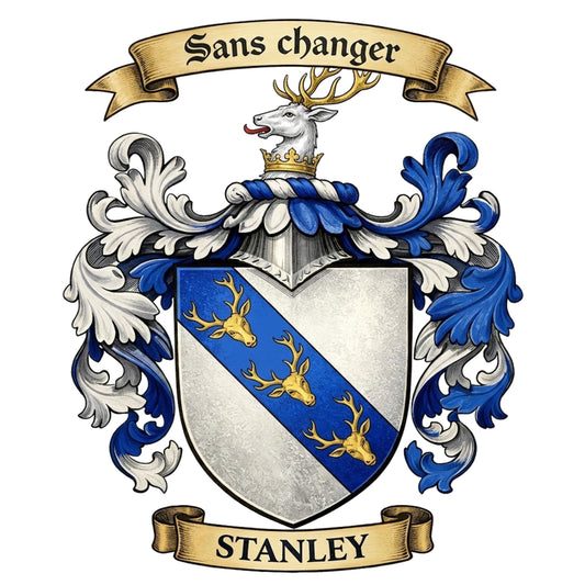 The Stanley Family Coat of Arms digital download: Includes Color PNG, B&W PNG, and SVG vector files