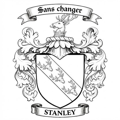 The Stanley Family Coat of Arms digital download: Includes Color PNG, B&W PNG, and SVG vector files