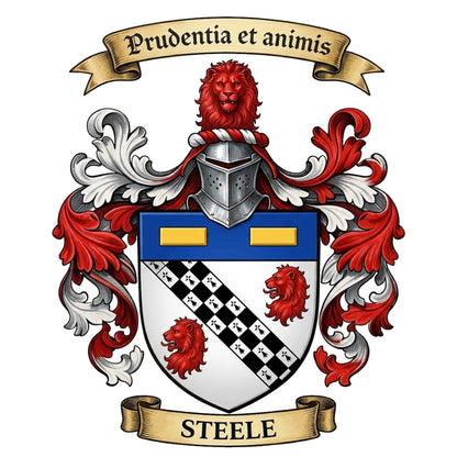 The Steele Family Coat of Arms digital download: Includes Color PNG, B&W PNG, and SVG vector files