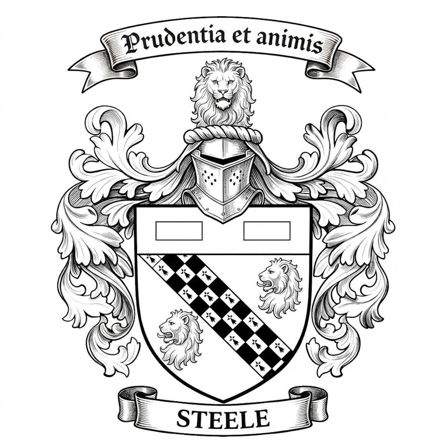 The Steele Family Coat of Arms digital download: Includes Color PNG, B&W PNG, and SVG vector files