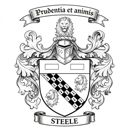 The Steele Family Coat of Arms digital download: Includes Color PNG, B&W PNG, and SVG vector files