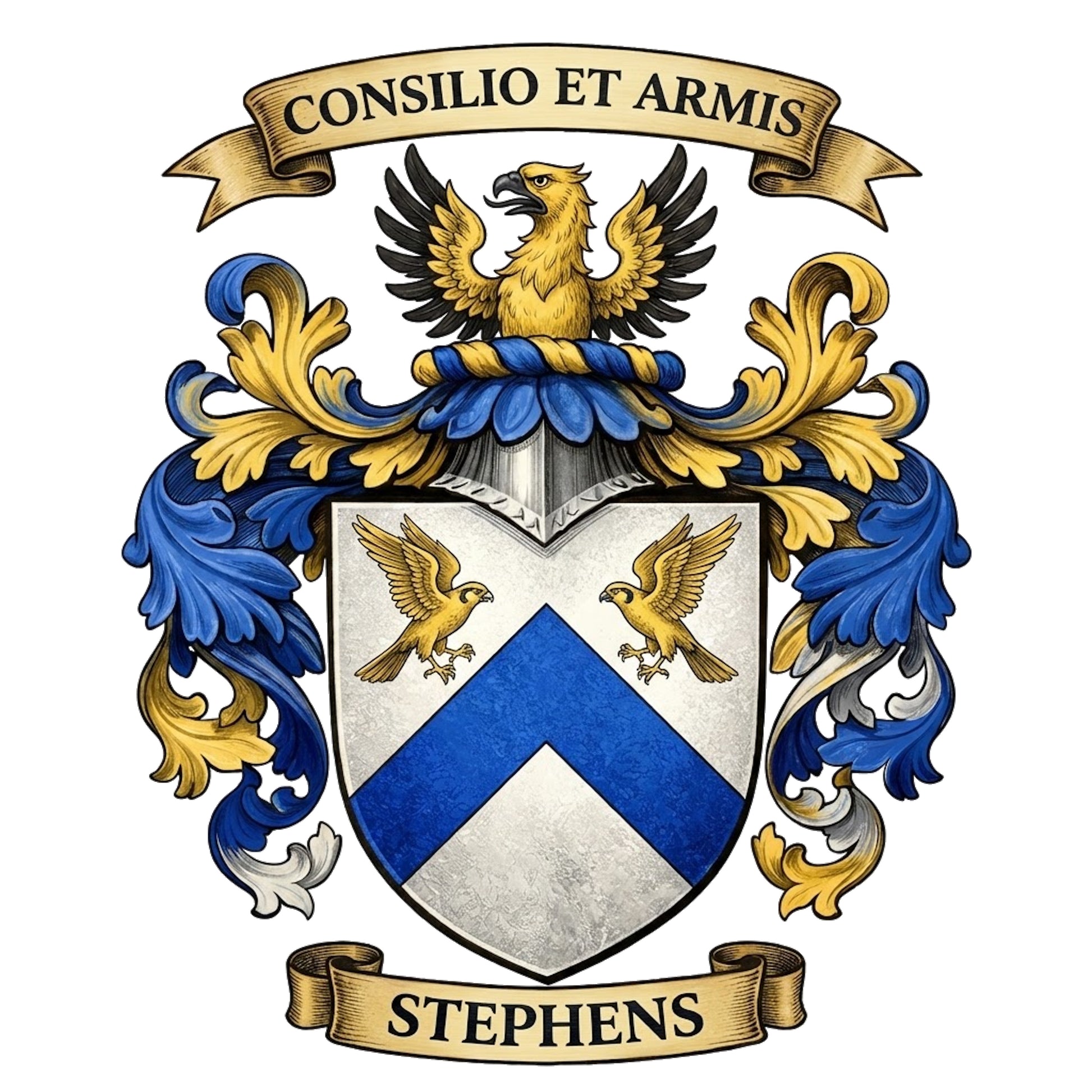 The Stephens Family Coat of Arms digital download: Includes Color PNG, B&W PNG, and SVG vector files