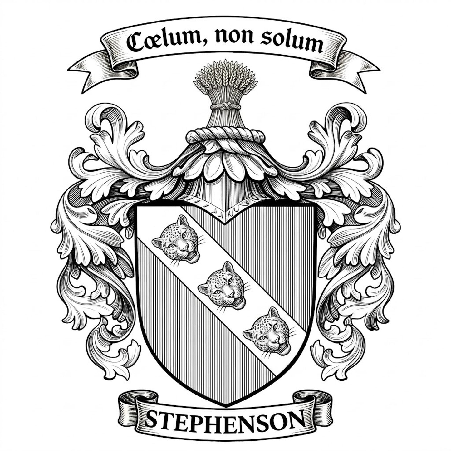 The Stephenson Family Coat of Arms digital download: Includes Color PNG, B&W PNG, and SVG vector files