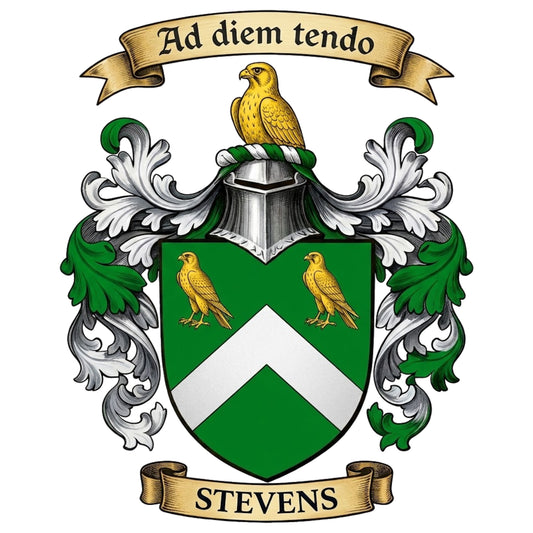 The Stevens Family Coat of Arms digital download: Includes Color PNG, B&W PNG, and SVG vector files