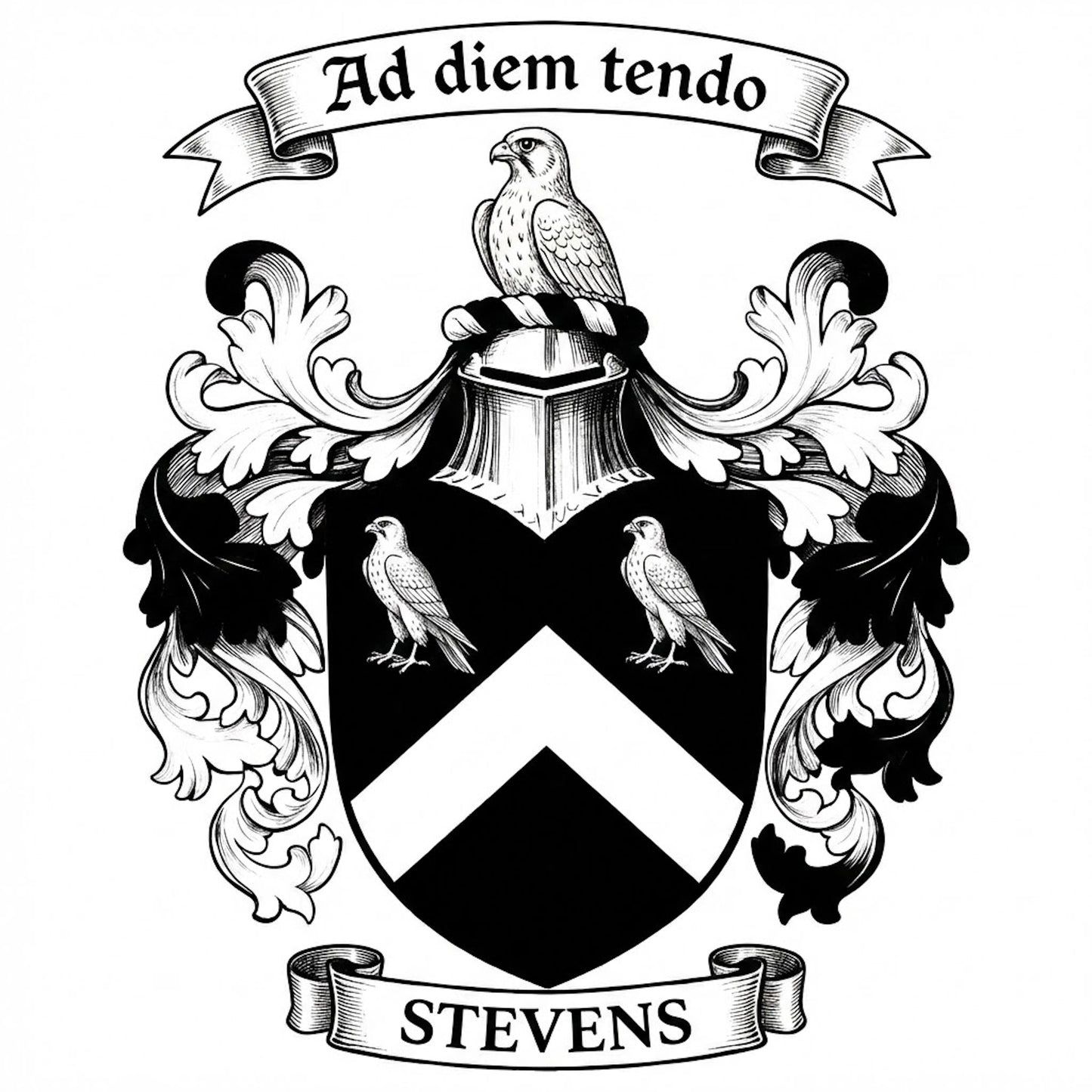 The Stevens Family Coat of Arms digital download: Includes Color PNG, B&W PNG, and SVG vector files