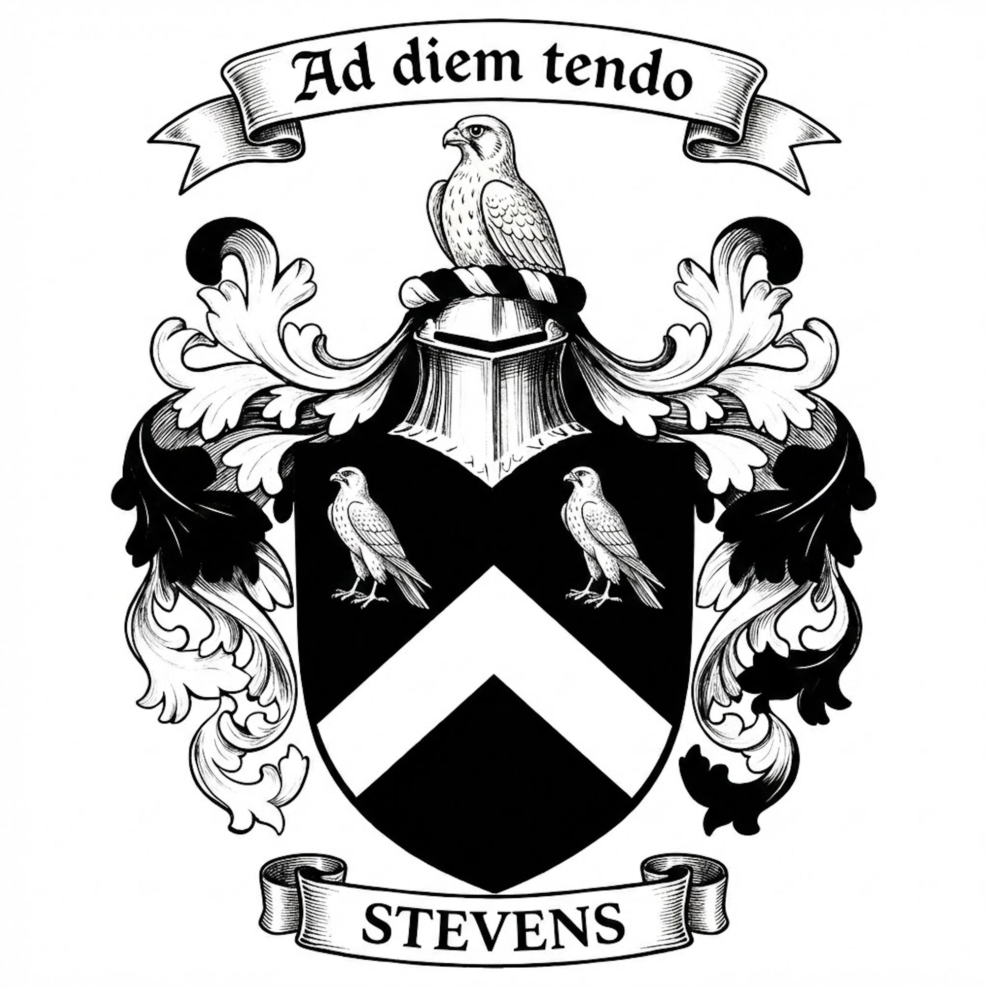 The Stevens Family Coat of Arms digital download: Includes Color PNG, B&W PNG, and SVG vector files