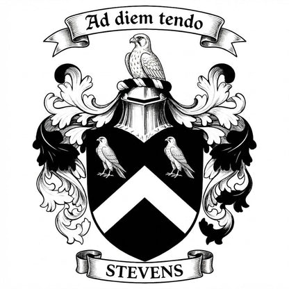 The Stevens Family Coat of Arms digital download: Includes Color PNG, B&W PNG, and SVG vector files