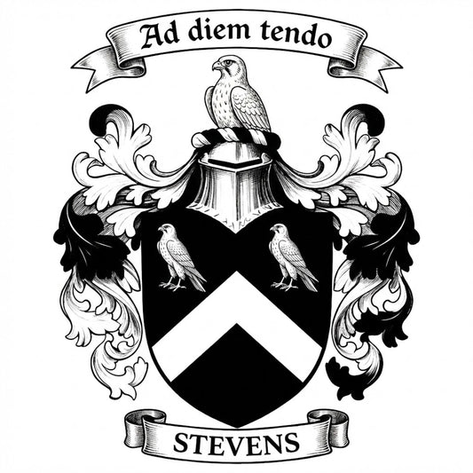 The Stevens Family Coat of Arms digital download: Includes Color PNG, B&W PNG, and SVG vector files